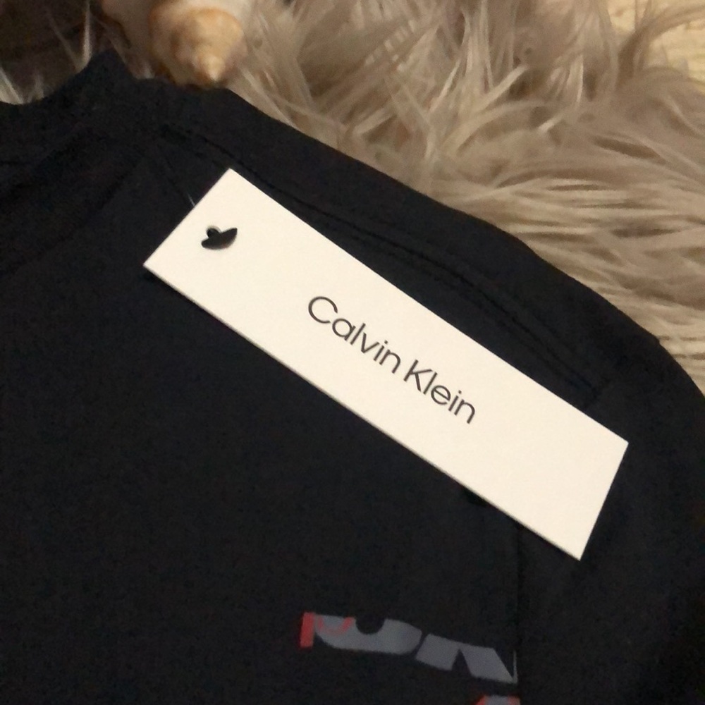 NWT-Calvin Klein Mens Short Sleeve T-Sz S-Cotton-Full Front Logo-Black/Gray/Red - Picture 4 of 10